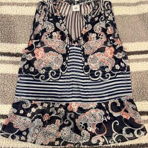 Cabi Women's Peplum Blouse - White and Blue, Sz Small, Style #5349